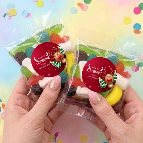 Happy Reindeer Personalised Party Mix Lolly Bag