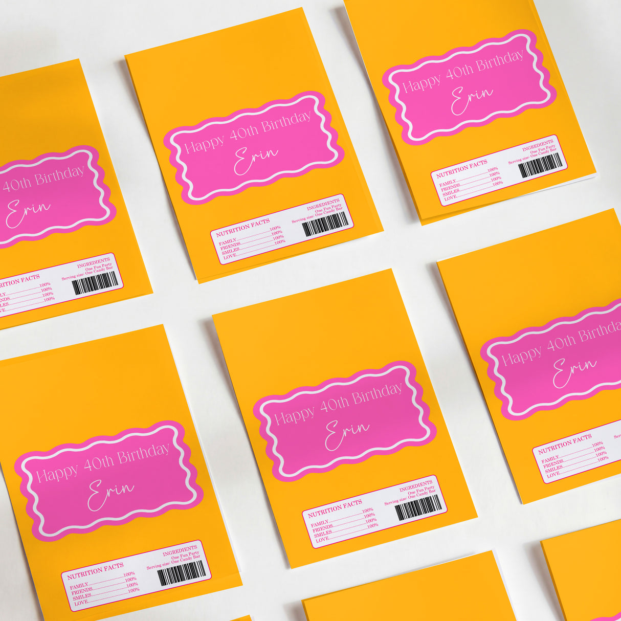 Pink Orange Wavy 40th Birthday Design DIY Mockup