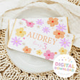Chocolate bar gift box with floral wrapper, 'AUDREY' and 'cards 3', digital download badge.