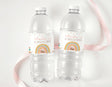 Personalised water bottle labels: Amelia, a Wild One rainbow 'One' on clear bottles