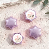 Purple foil star chocolate with “Sophia turns two” label