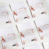 Confirmation chocolate wrappers with boho rose floral design and printed label panels, set
