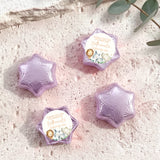 Personalised christening chocolate stars with lilac foil and thank-you card, Nathaniel