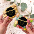 40th birthday popcorn bag with clear pouch and gold star “40” black label