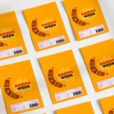 Orange NAIDOC Week DIY chocolate wrapper with boomerang-style artwork and label