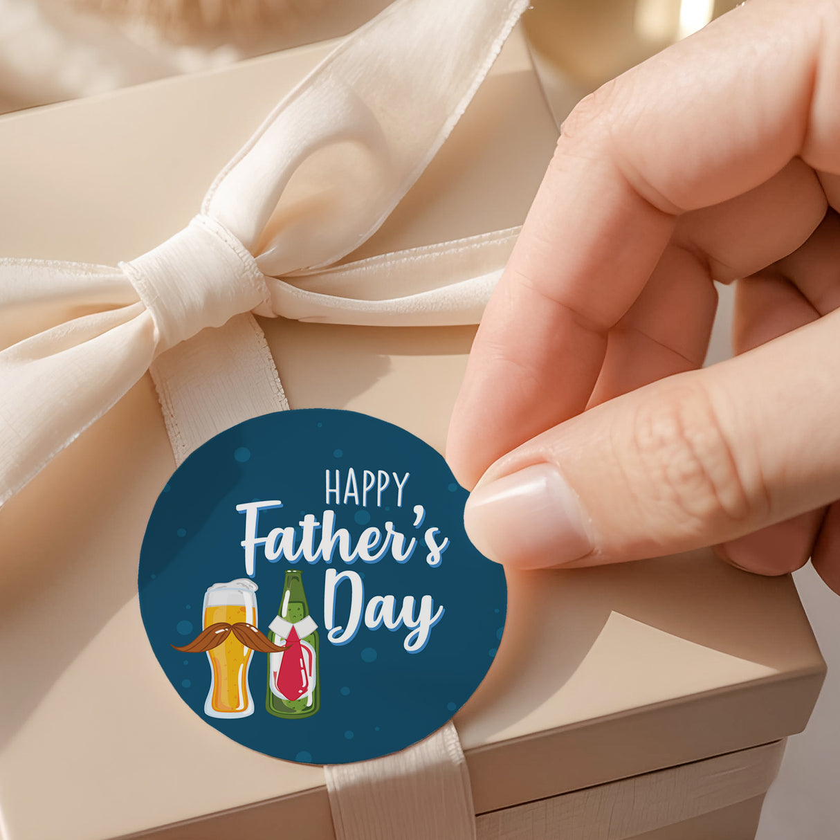 Fun Beers Fathers Day Round Printed Labels