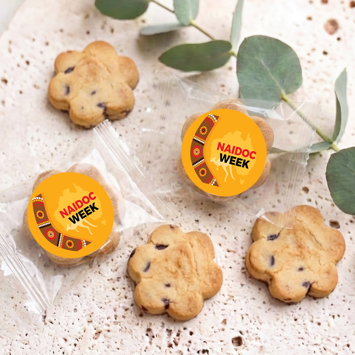 Naidoc Boomerang Personalised Bite Size Choc Chip Cookies