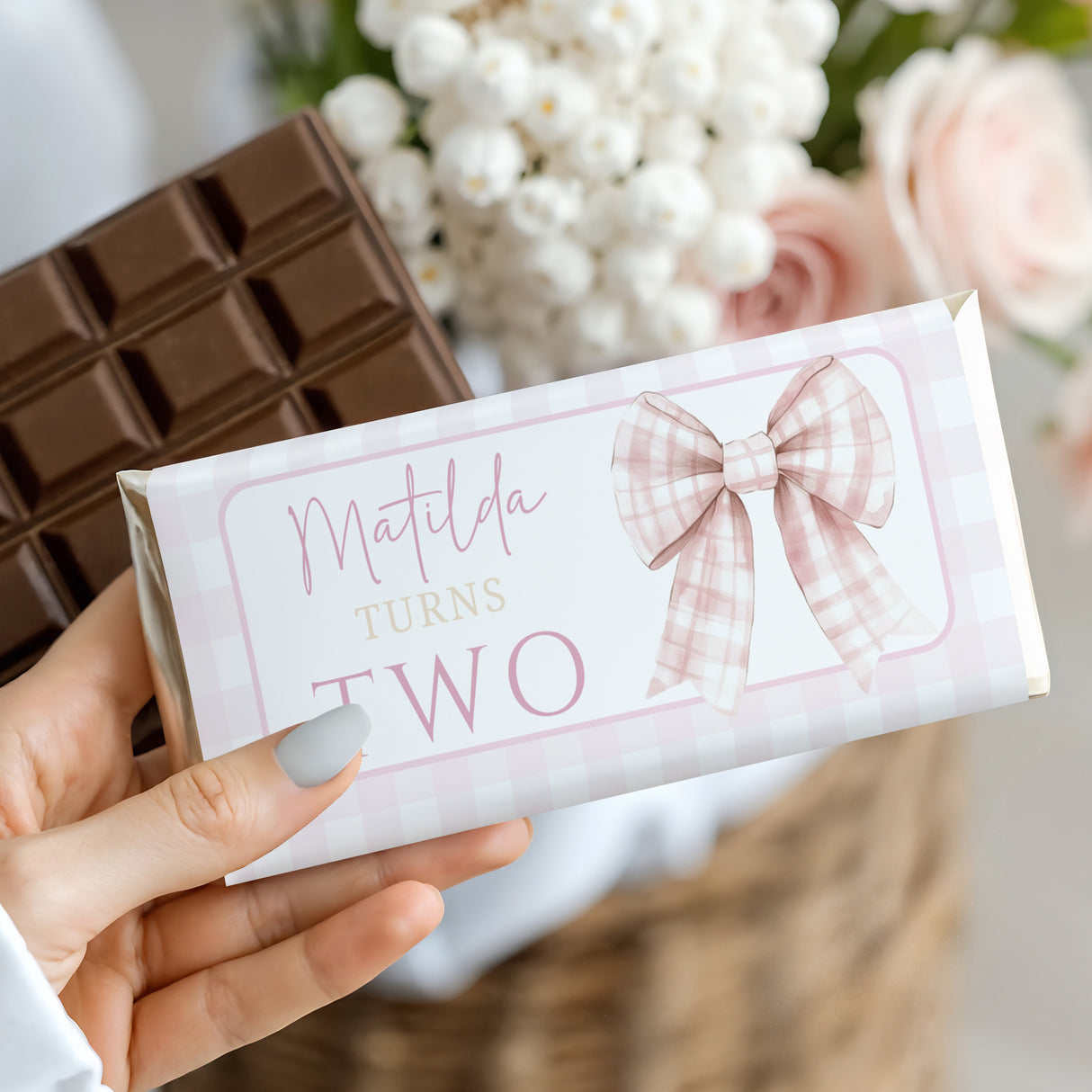 Pretty Pink Baby Shower Chocolate Bar Silver Foil
