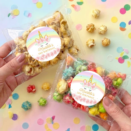 Pastel Rainbow Unicorn Personalised Pretzel Bag