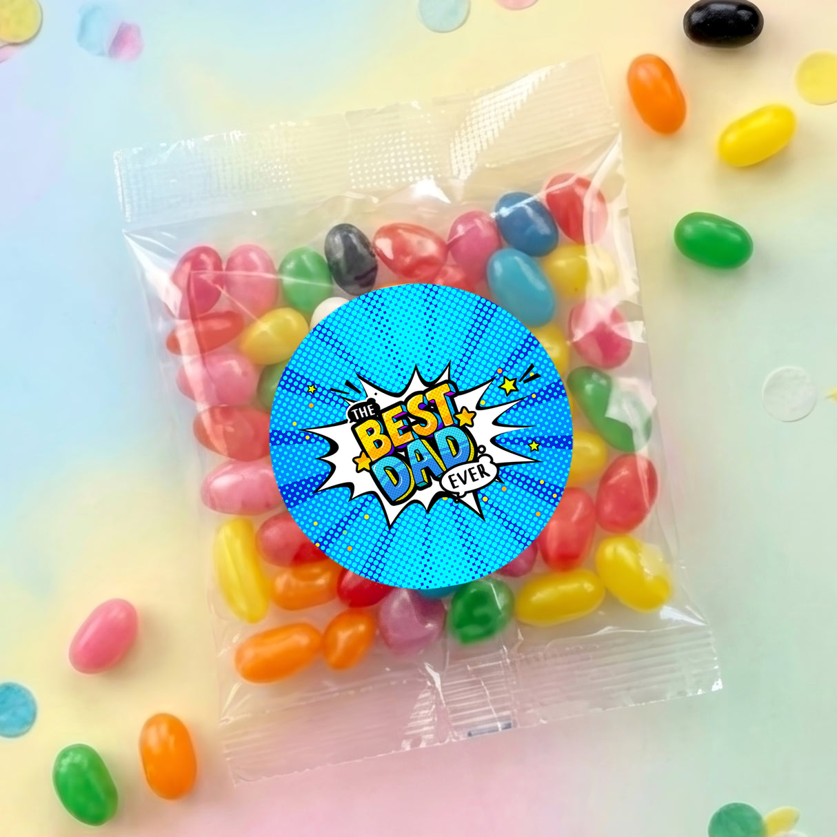 Best Dad Ever Fathers Day Blue Comic Personalised Jelly Bean Bags
