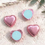 Pink heart foil chocolates with cross and personalised message label