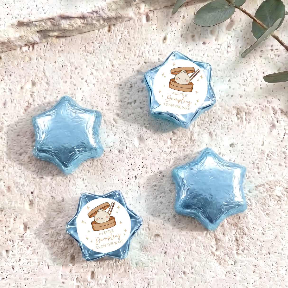 Little Dumpling Gender Neutral Baby Shower Personalised Foil Covered Chocolate Stars