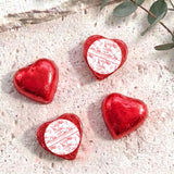 Red Safari Toile Confirmation Personalised Foil Covered Chocolate Hearts