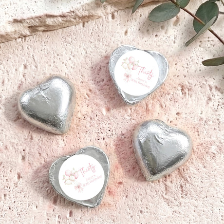 Champagne 30th Birthday Personalised Foil Covered Chocolate Hearts
