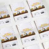 Construction-themed birthday chocolate wrappers, beige with tractor illustration and ARCHIE'S text