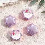 Foil-covered lavender chocolate stars, one with floral 'Happy Mother's Day' label
