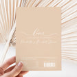 Beige bridal shower chocolate wrapper with 'Love' script and 'Thank you'