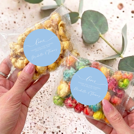 Baby Blue Wedding Love Personalised Popcorn Bag