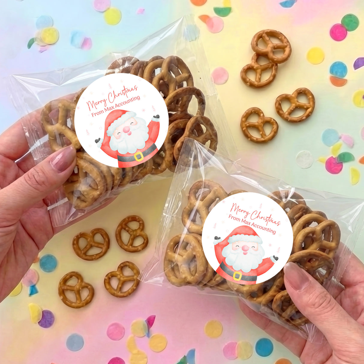 Happy Santa Personalised Pretzel Bag