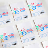 NAIDOC Week pastel spot chocolate wrappers with barcode and nutrition label