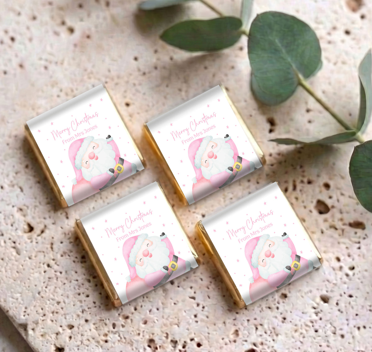 Pink Santa Personalised Mini Chocolates