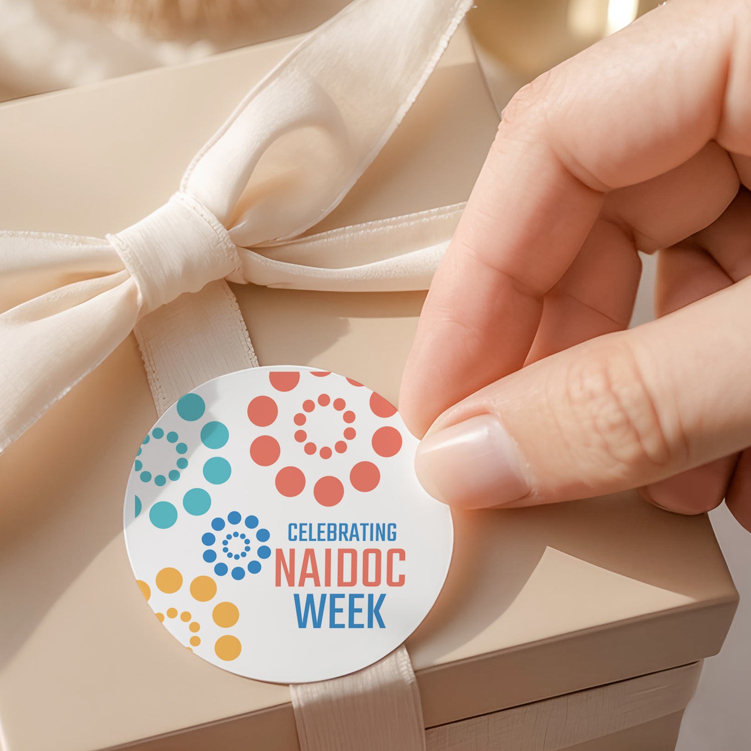 Naidoc Pastel Dots Round Printed Labels