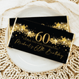 Black & gold 60th birthday chocolate bar wrapper with star confetti and thank-you