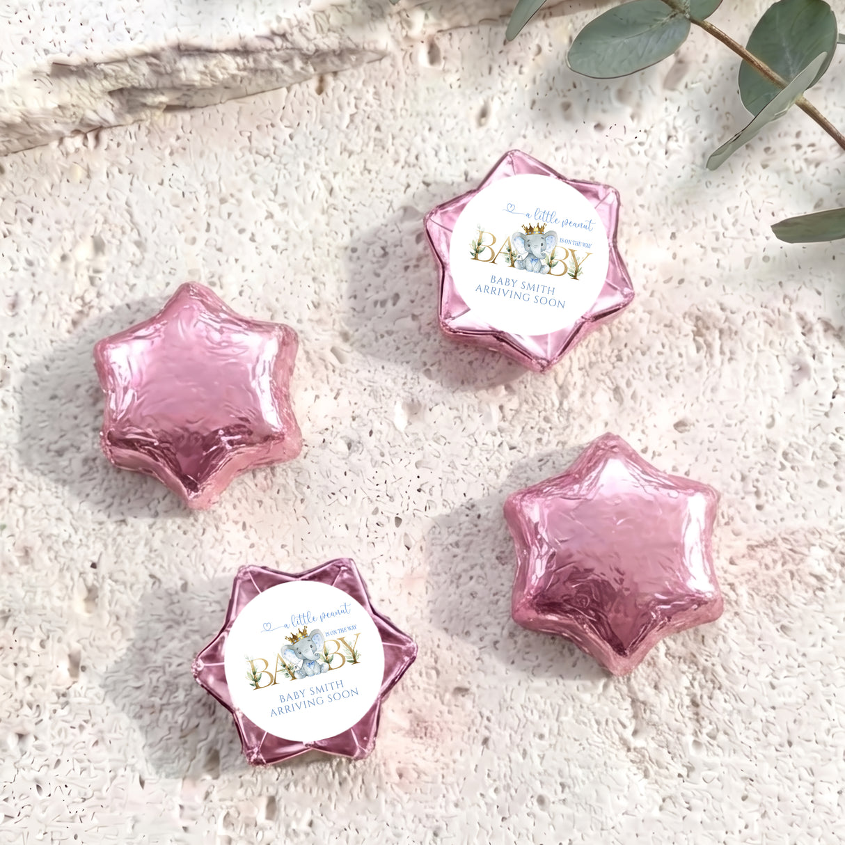 Little Peanut Baby Shower Personalised Foil Covered Chocolate Stars