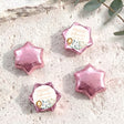 Personalised christening chocolate stars with pink foil and thank-you card, Nathaniel