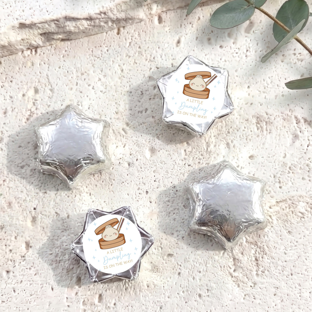 Little Dumpling Blue Personalised Foil Covered Chocolate Stars