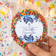 Personalised giant freckles treat with multicolor bead ring and navy floral thank-you card