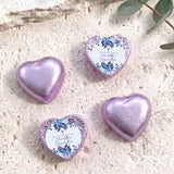 Personalised foil heart chocolates, lavender with floral Confirmation message