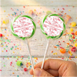 Red Safari Toile Baptism Personalised Lollipops