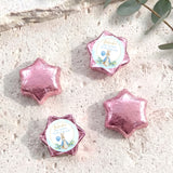 Pink foil star chocolates with Peter Rabbit baby shower label, set of 4