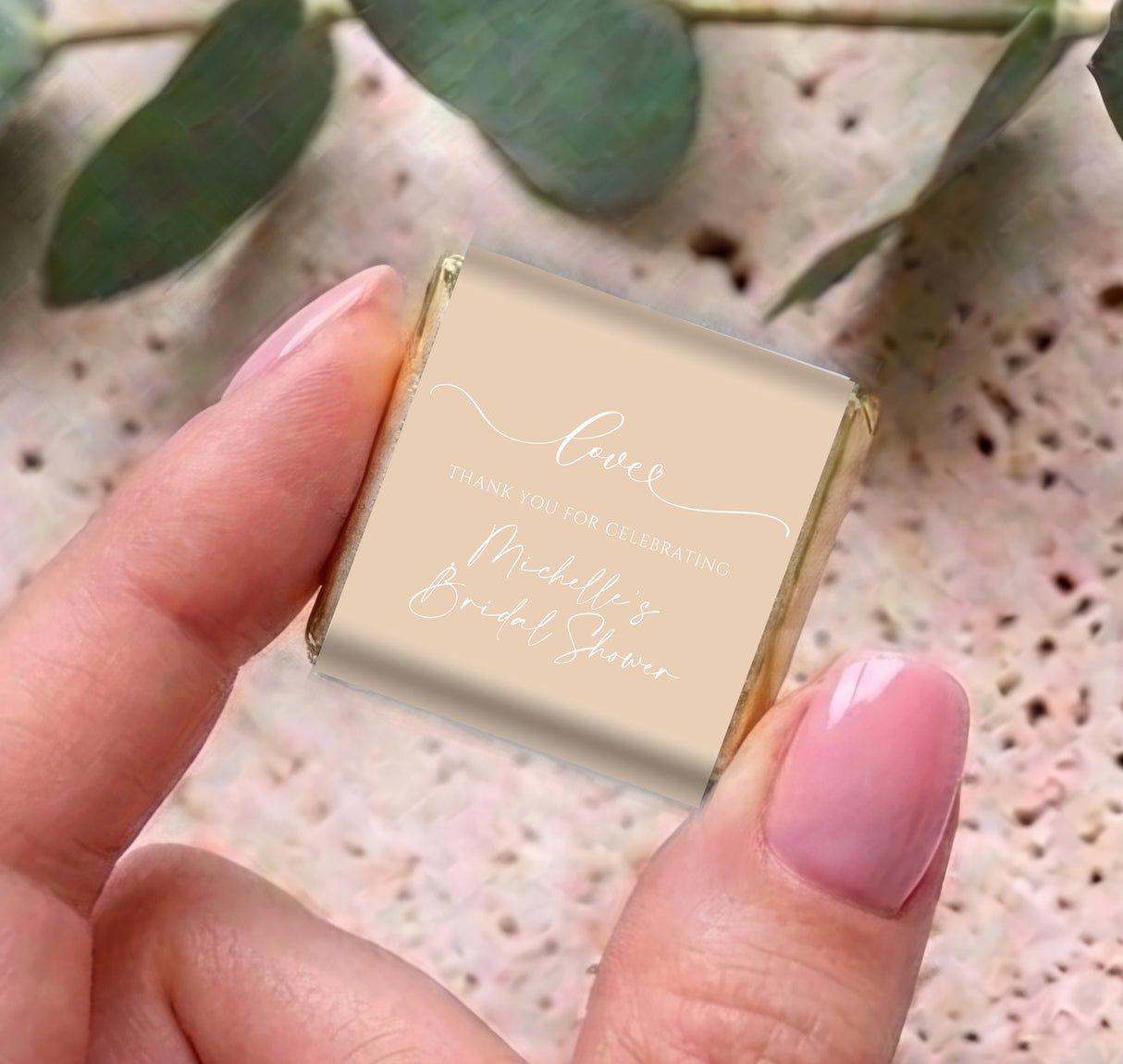 Beige Bridal Shower Love Personalised Mini Chocolates