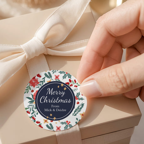 Christmas Florals Round Printed Labels