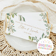 Chocolate bar wrapper with green eucalyptus leaves, gold accents, and thank-you text