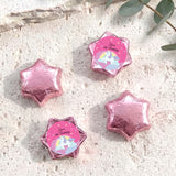 Pink star-shaped foil chocolate with “Zara’s 6th Birthday” unicorn rainbow label
