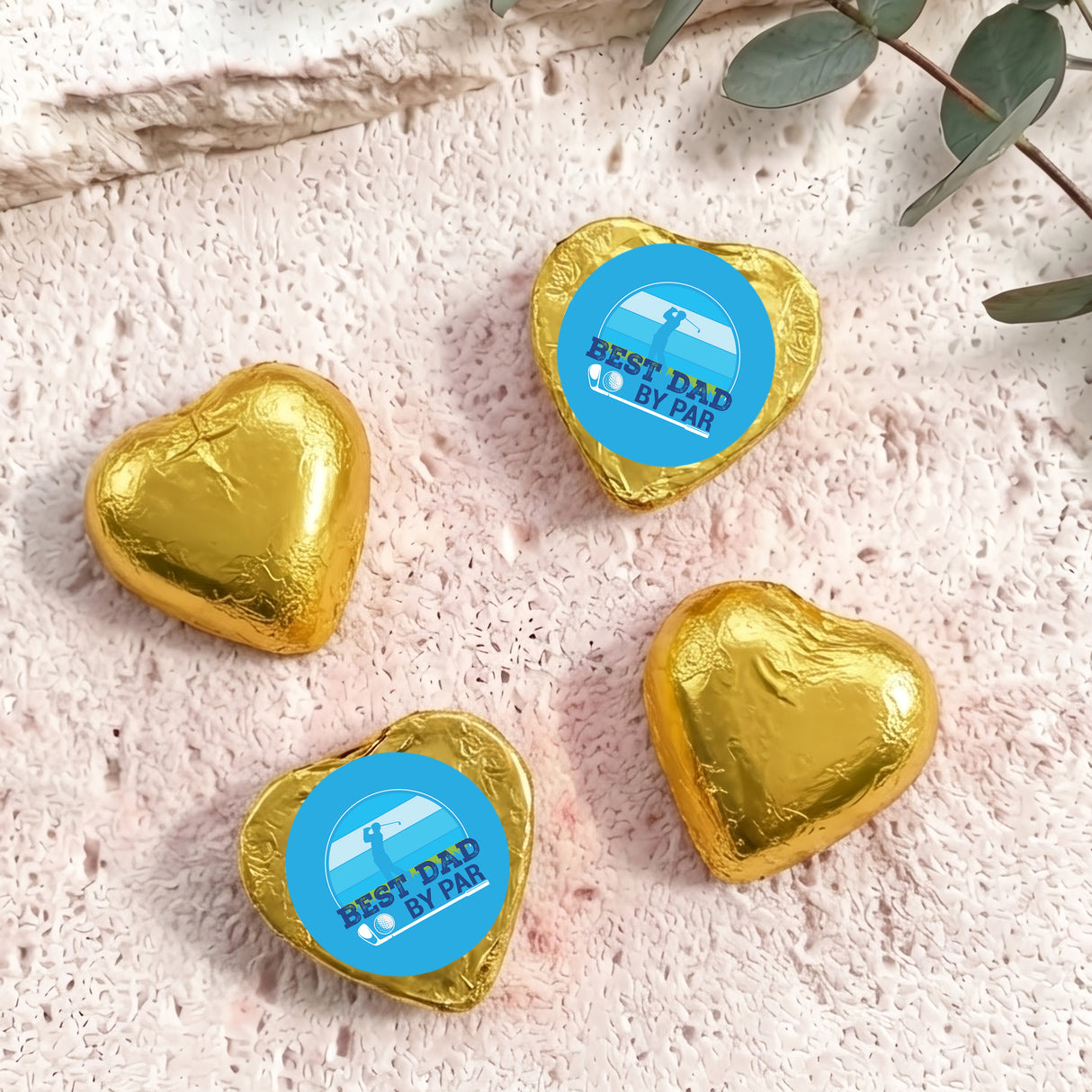 Best Dad By Par Golf Fathers Day Personalised Foil Covered Chocolate Hearts