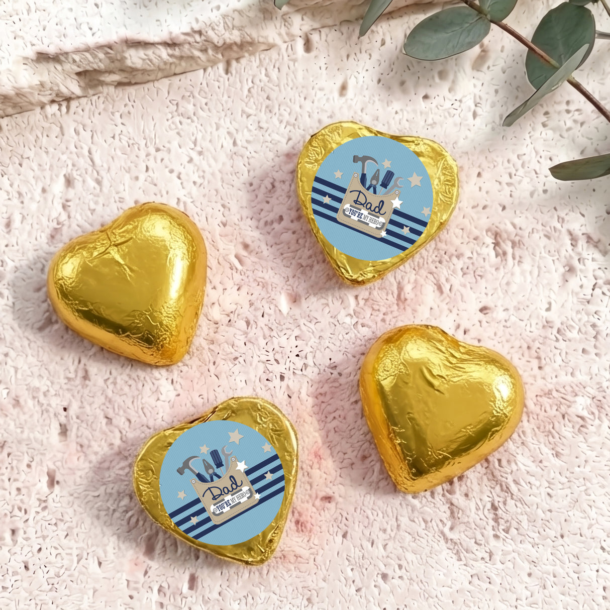 Fathers Day Tools Personalised Foil Covered Chocolate Hearts