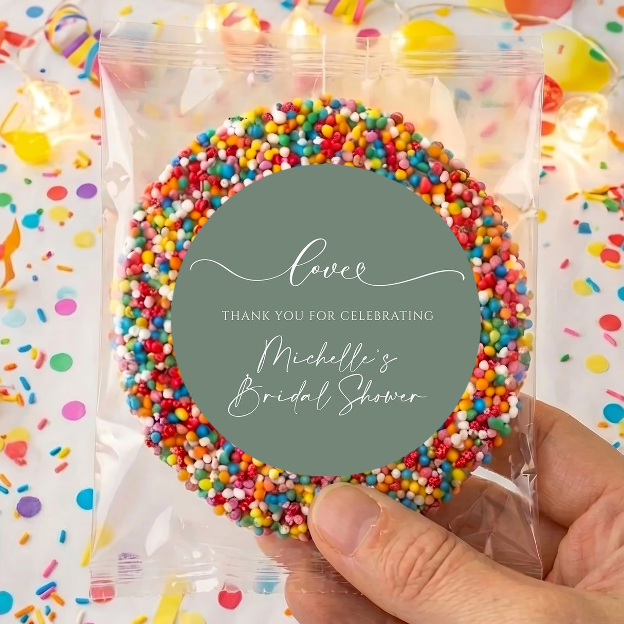 Sage Green Bridal Shower Love Personalised Giant Freckles