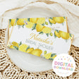 Lemon-themed bridal shower chocolate bar wrapper with yellow citrus and floral border