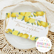 Lemon wedding print-yourself chocolate bar with floral lemon design, thank-you text and date.