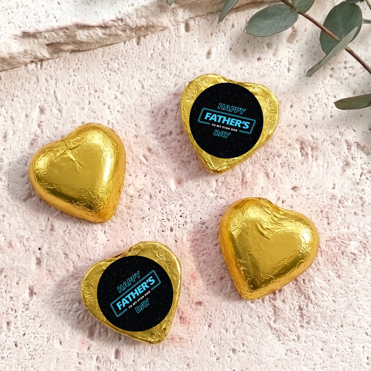 Star Wars Inspired Fathers Day Personalised Foil Covered Chocolate Hearts