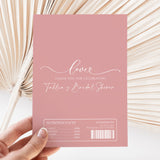 Dusty pink chocolate wrapper sleeve with 'Love' and 'Thank you for celebrating' text