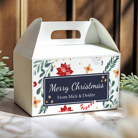 Christmas Florals Personalised Gable Favour Box