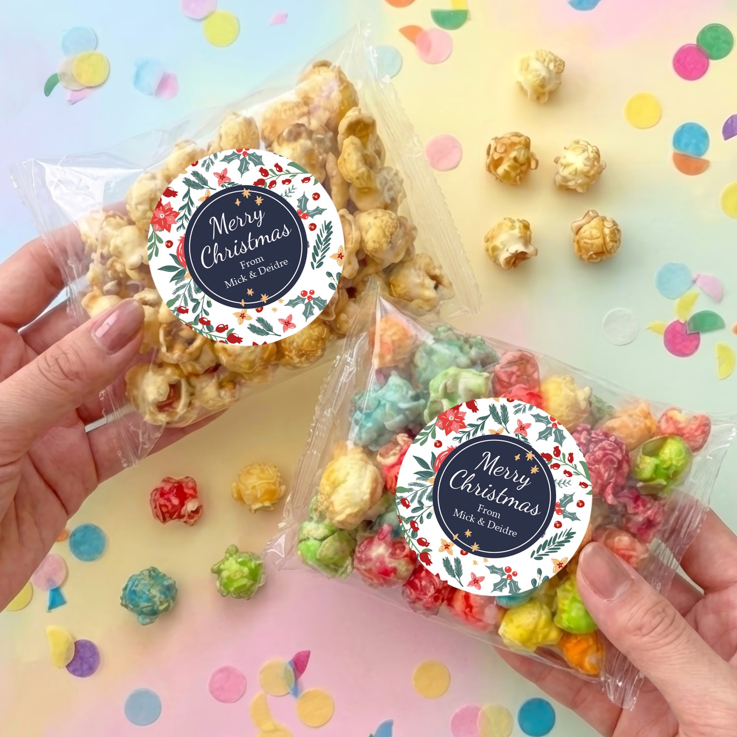 Christmas Florals Personalised Popcorn Bag