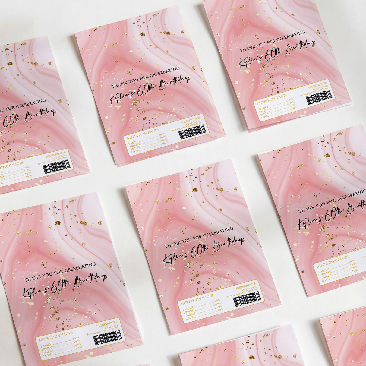 60th Birthday Pink Glitter Marble Design Female DIY Mockup