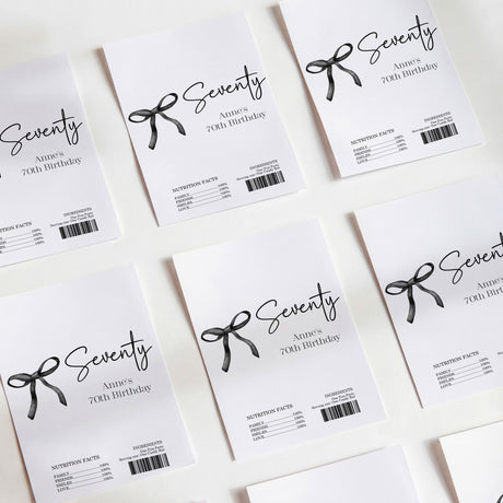Black Bow 70th Birthday Chocolate Wrapper DIY