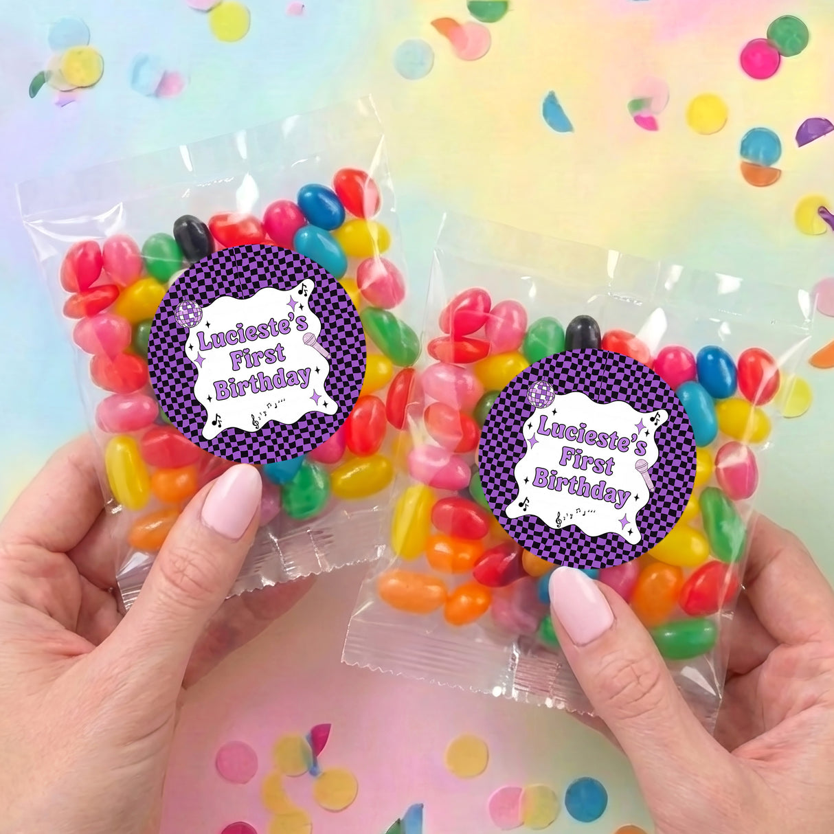 Purple Disco Personalised Jelly Bean Bags
